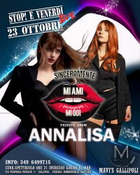 MAVI'S GALLIPOLI - ANNALISA TRIBUTE 23 OTTOBRE 2026 - EVENTI SALENTO