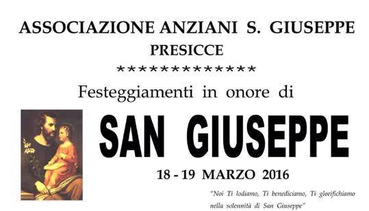 Ass. Anziani S. Giuseppe (Presicce) festeggiamenti in onore di San Giuseppe il 18 e 19 Marzo